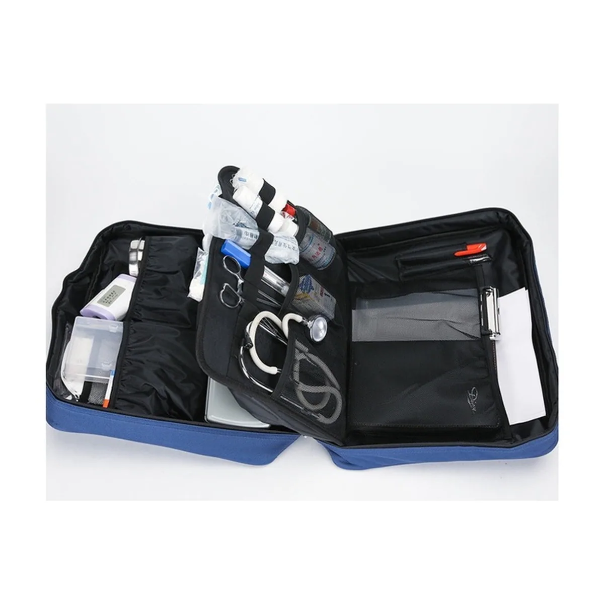 05501 Oxford Emergency Waist Bag in Navy Blue, construction and compartment detail 4