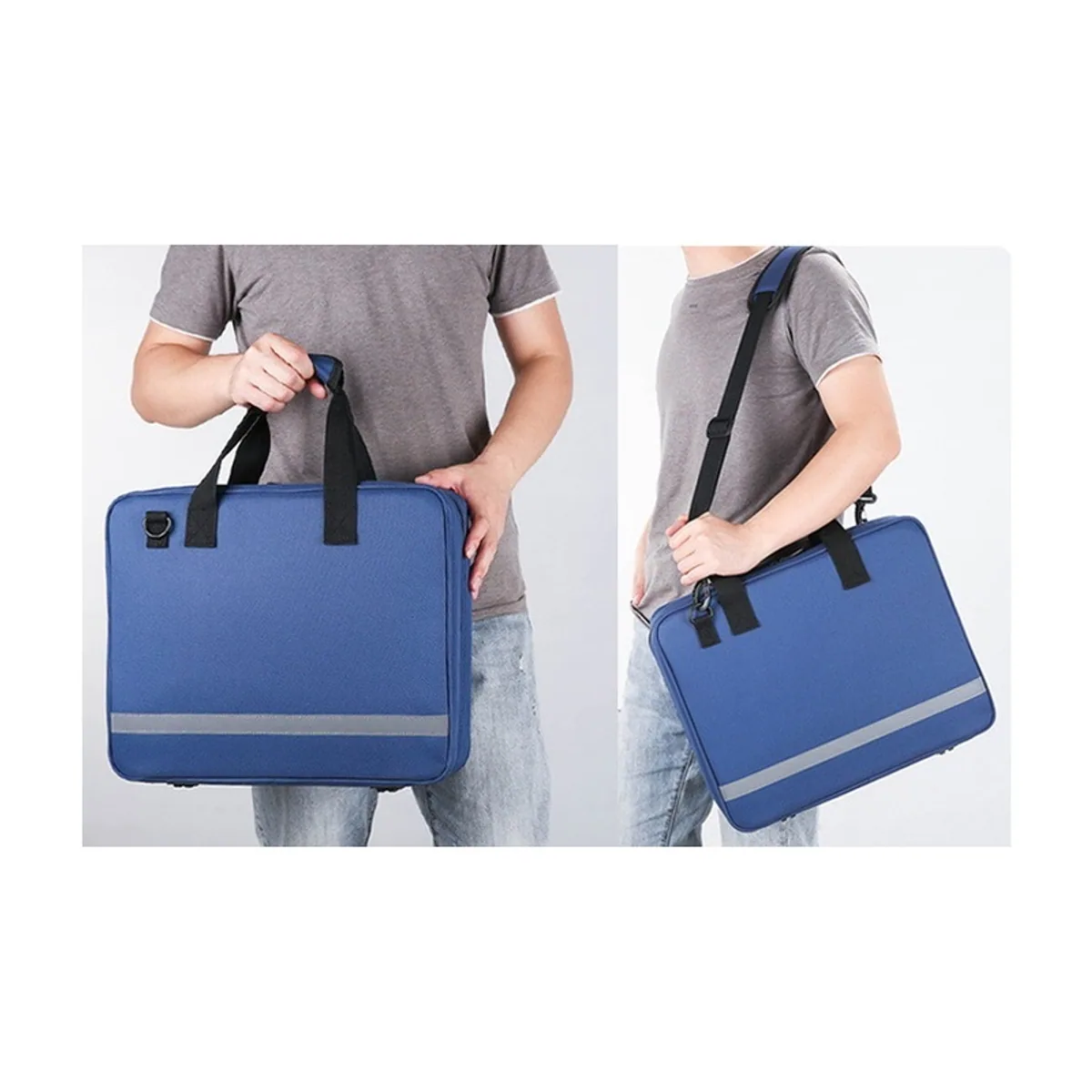 05501 Oxford Emergency Waist Bag in Navy Blue, construction and compartment detail 6