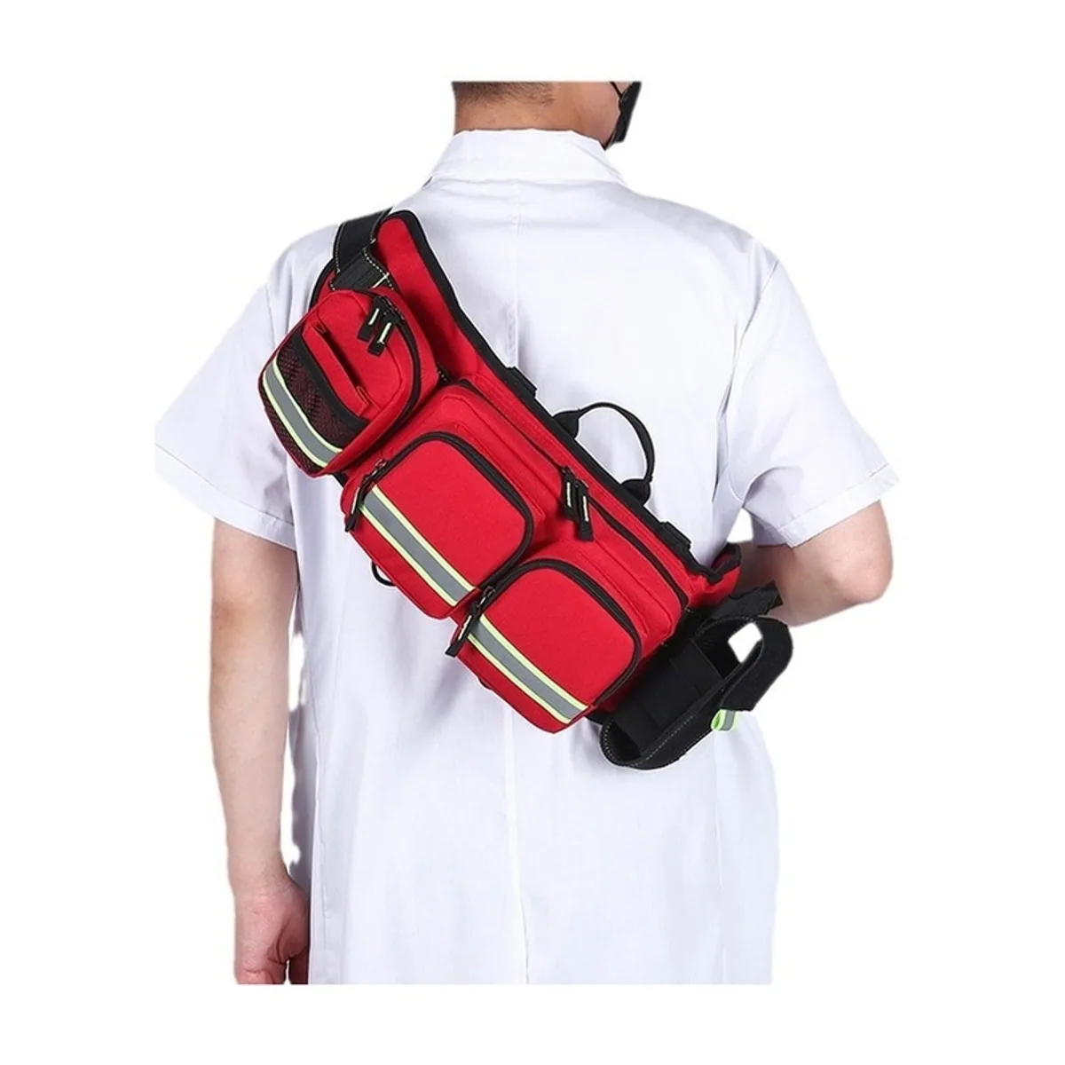 05502 1200D Emergency Waist Bag in Red, construction and compartment detail 6