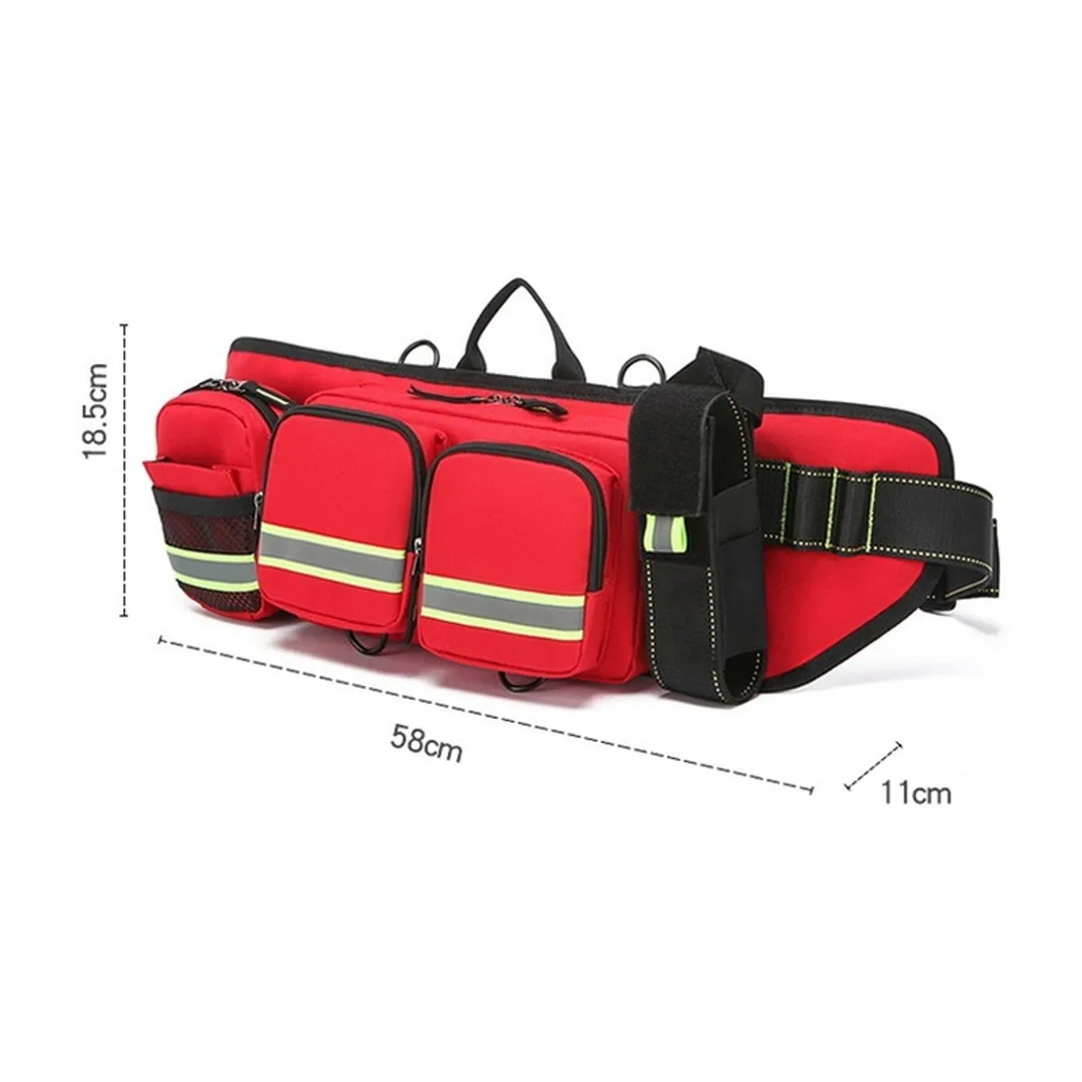 05502 1200D Emergency Waist Bag in Red, construction and compartment detail 7