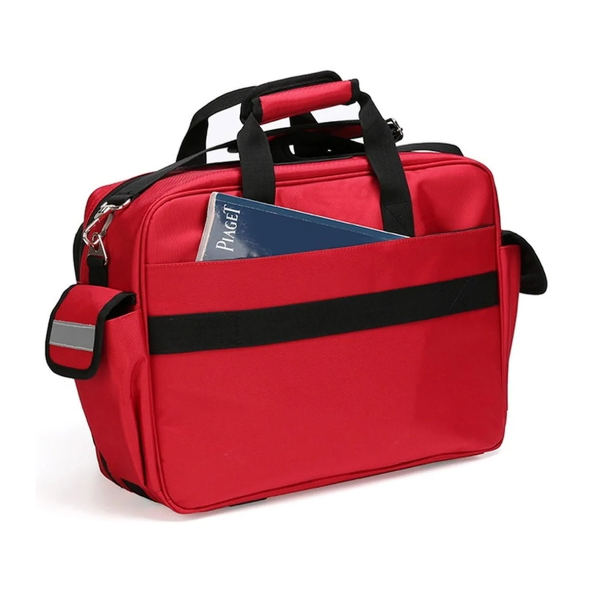 0655 Oxford Emergency Waist Bag in Red, construction and compartment detail 1