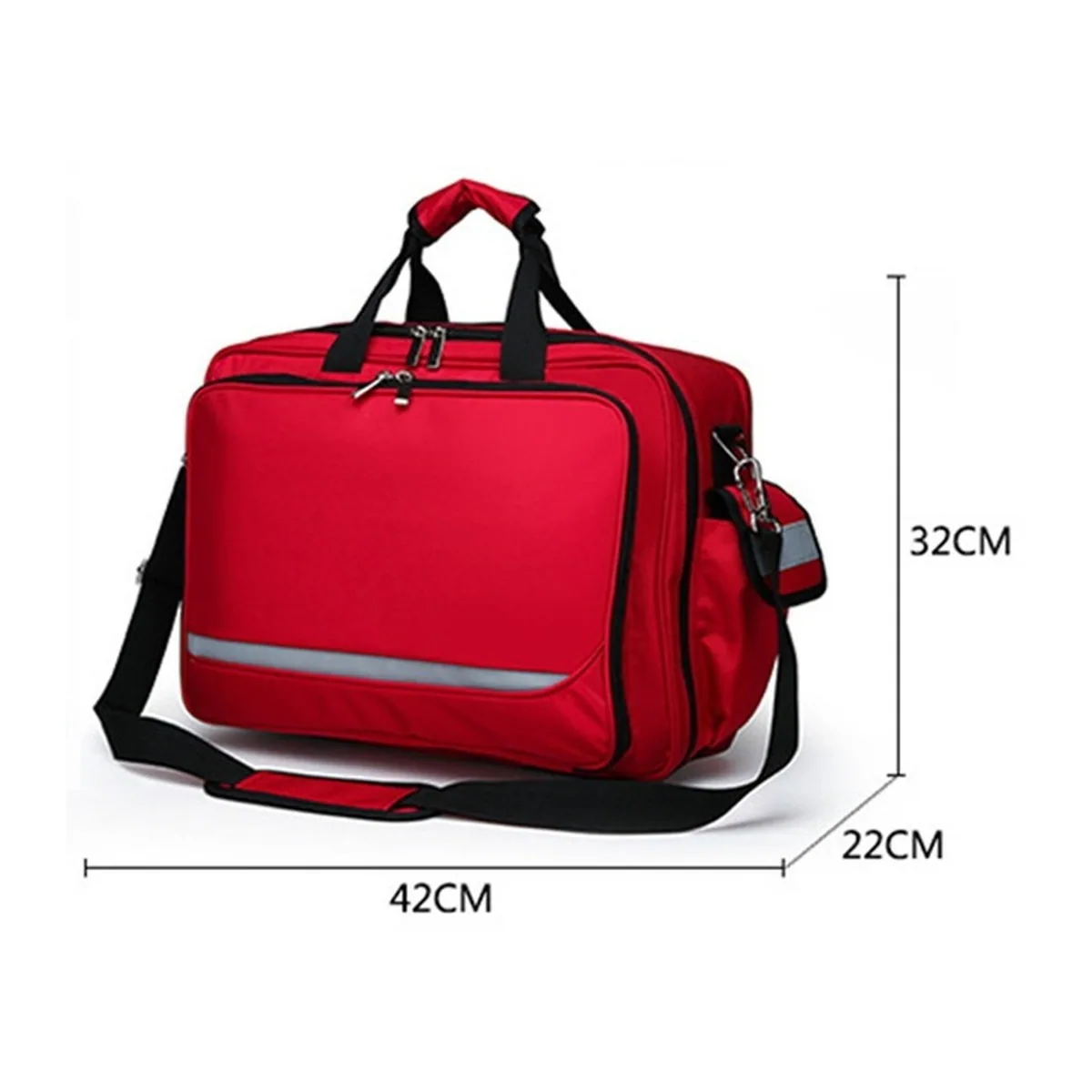 0655 Oxford Emergency Waist Bag in Red, construction and compartment detail 7