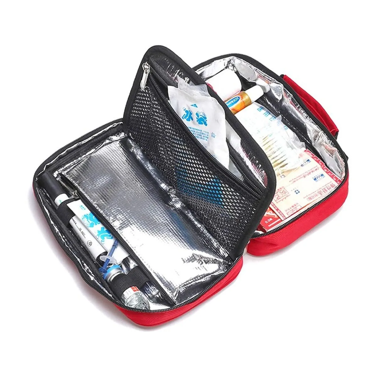 06601 Oxford Emergency Waist Bag in Red, construction and compartment detail 2