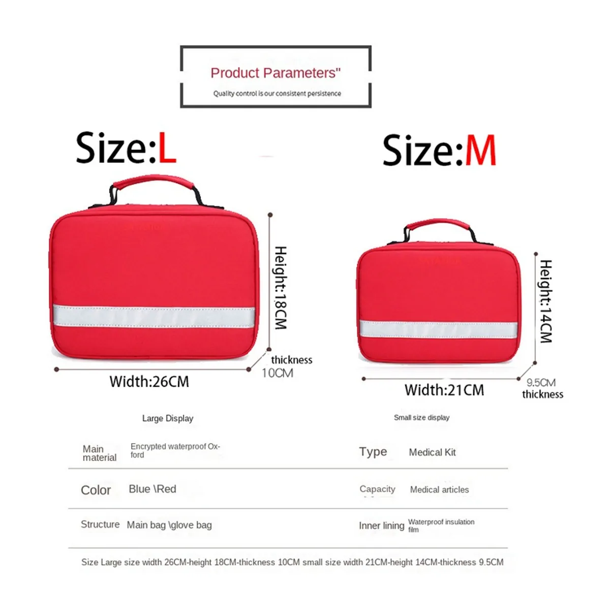 06601 Oxford Emergency Waist Bag in Red, construction and compartment detail 7