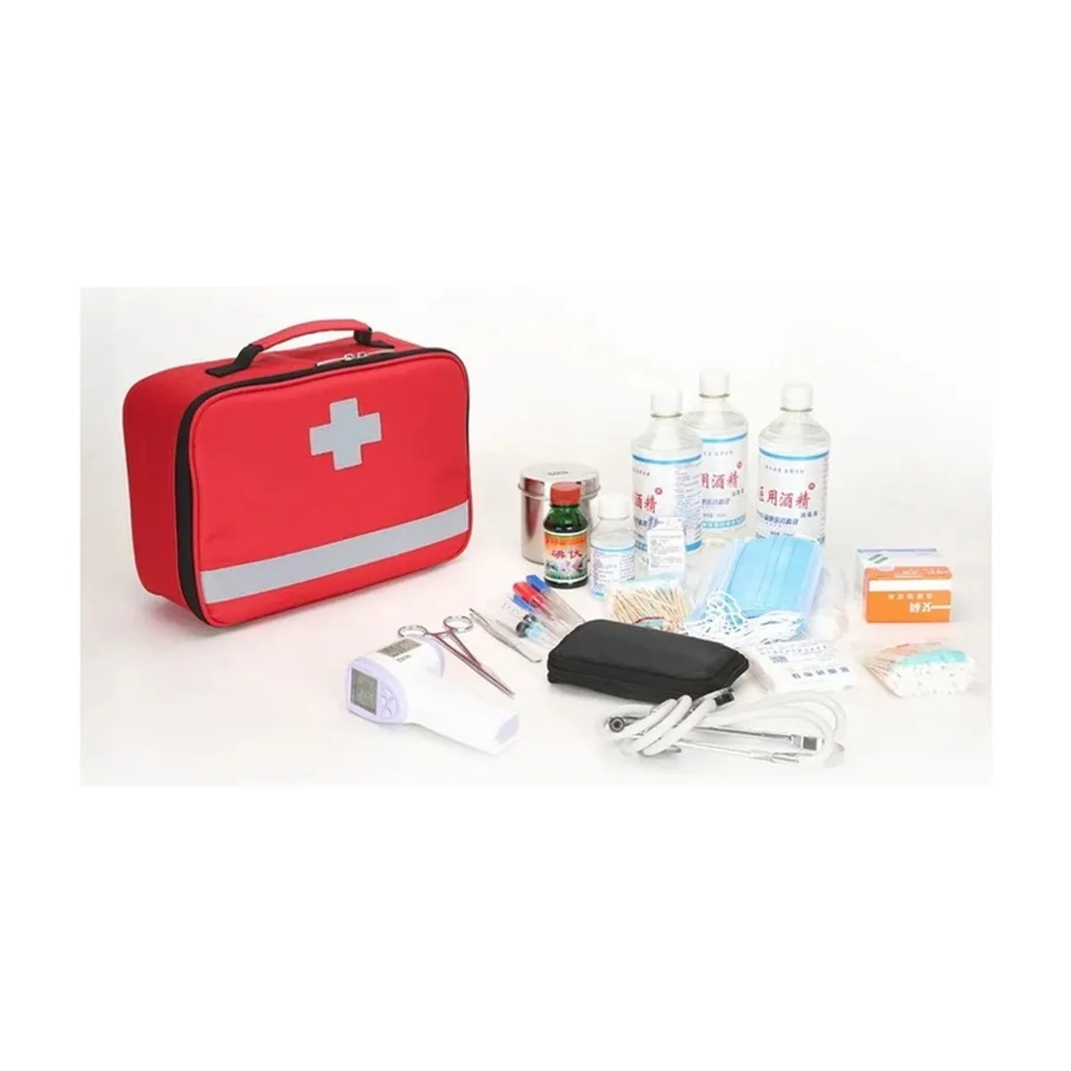 06604 Oxford Portable First Aid Bag in Red, construction and compartment detail 4