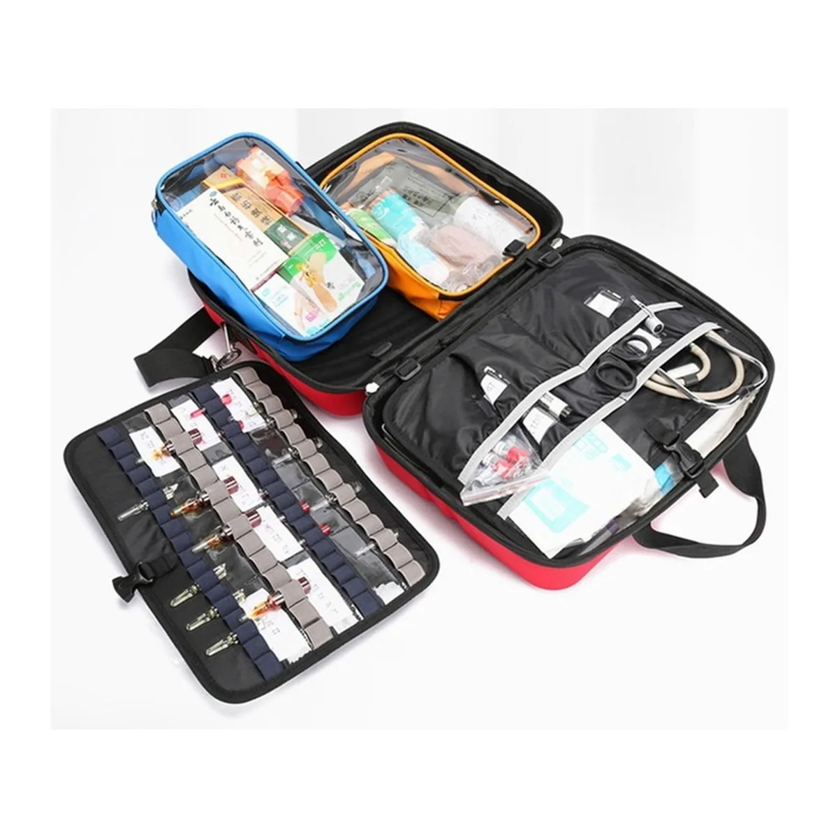06605 1200D Emergency Waist Bag in Red, construction and compartment detail 4