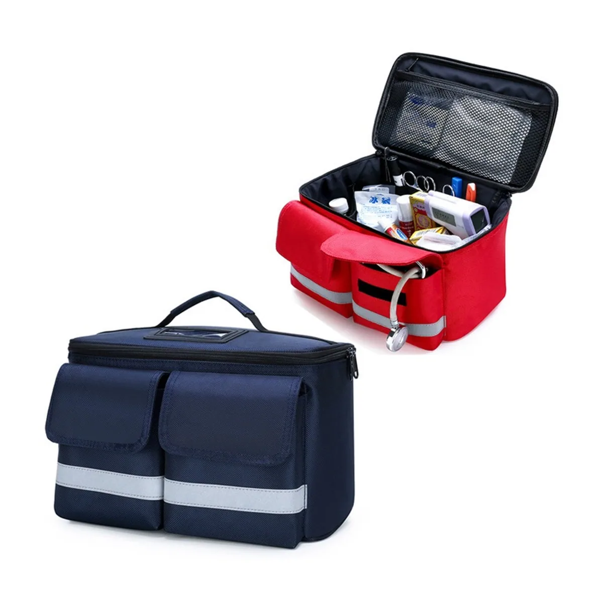 06606 Oxford Emergency Waist Bag in Red, construction and compartment detail 2