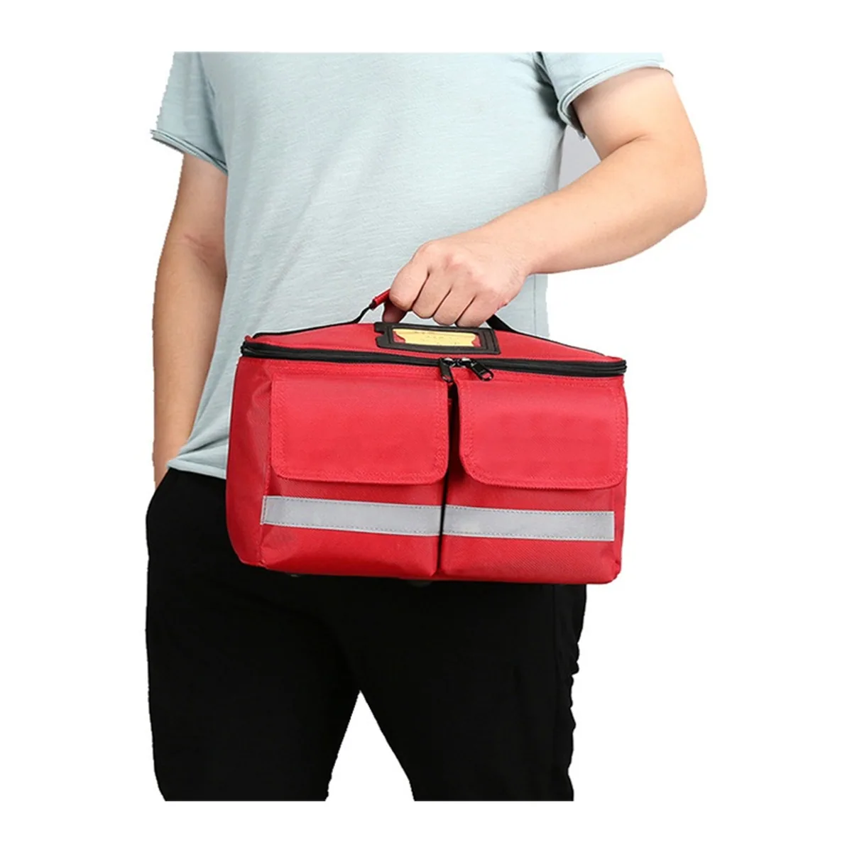 06606 Oxford Emergency Waist Bag in Red, construction and compartment detail 6