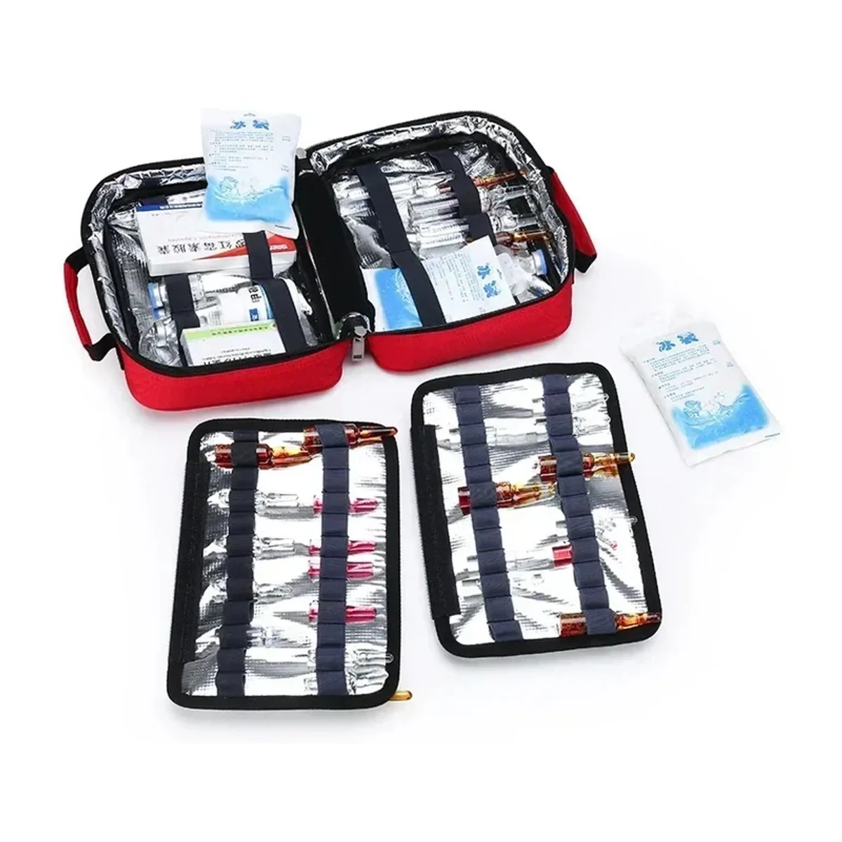 06607 Oxford Portable First Aid Bag in Red, construction and compartment detail 4