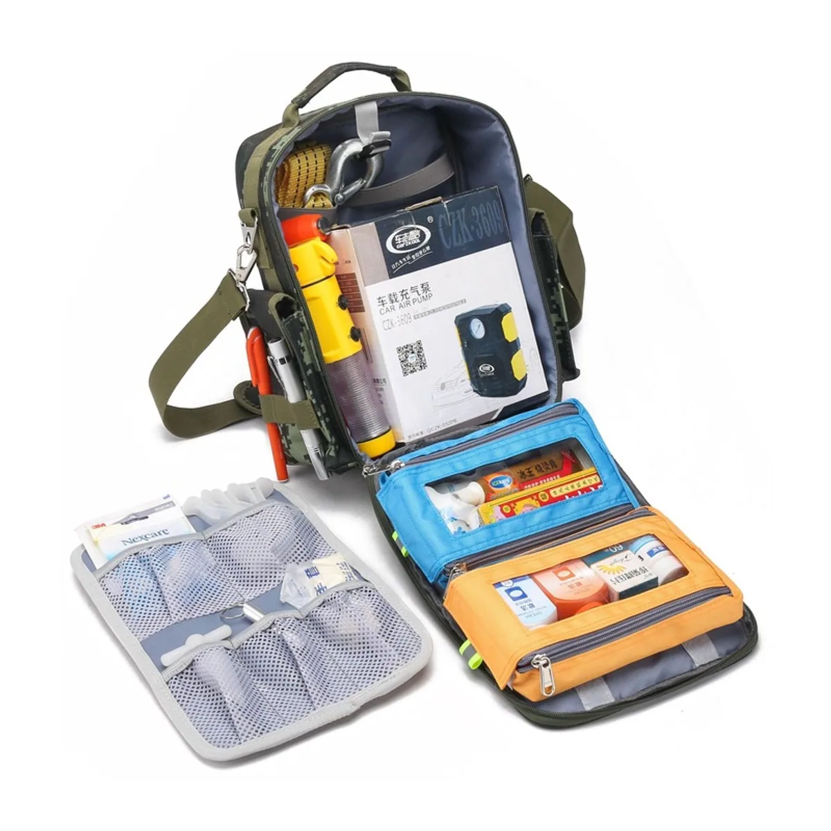 06610 Oxford Portable First Aid Bag in Red, construction and compartment detail 1