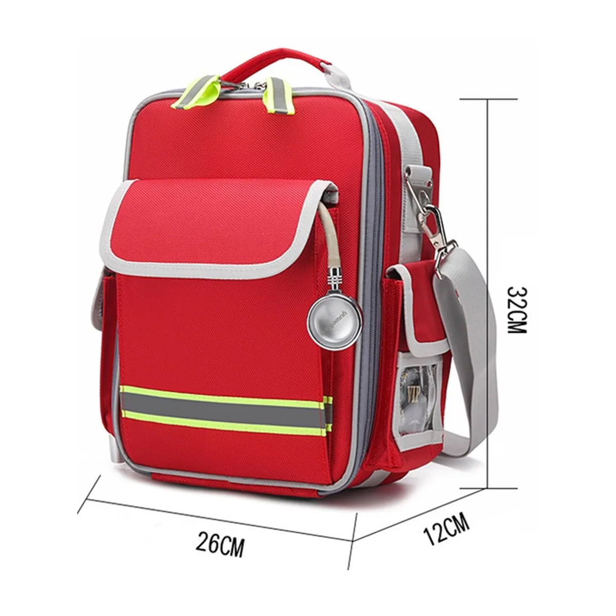 06610 Oxford Portable First Aid Bag in Red, construction and compartment detail 3