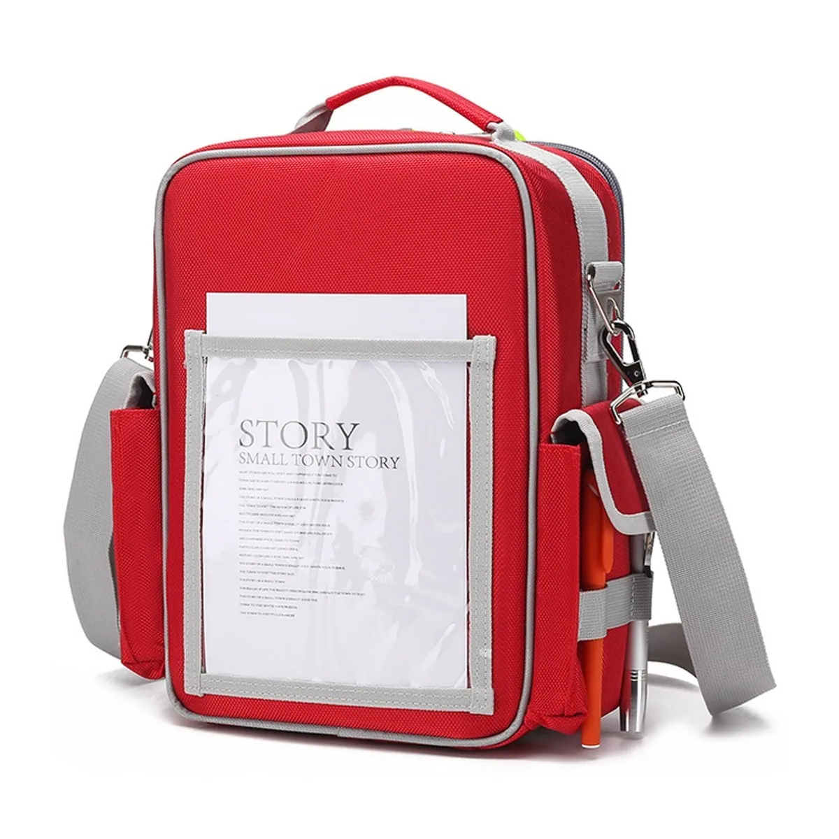 06610 Oxford Portable First Aid Bag in Red, construction and compartment detail 4