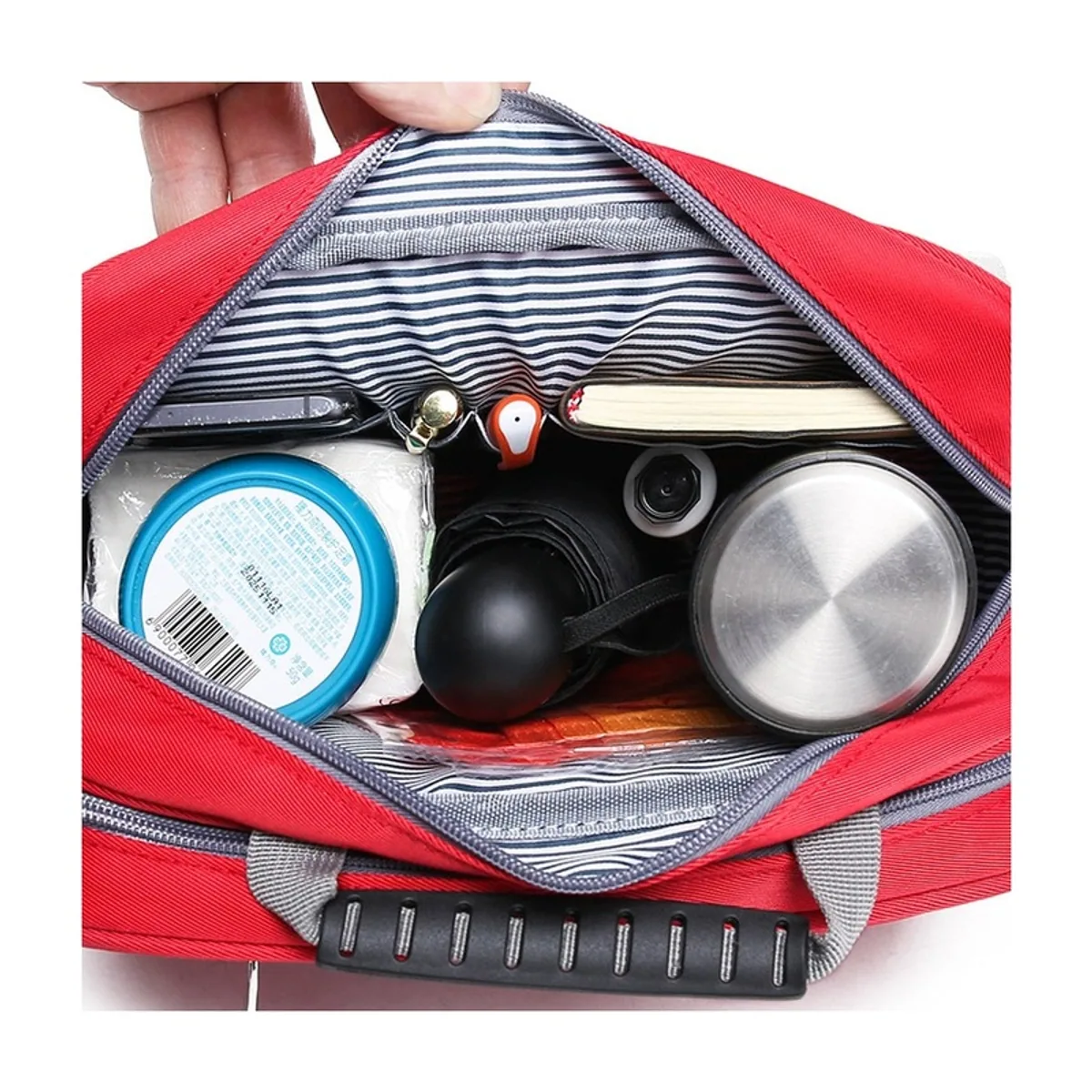 06611 Oxford Emergency Waist Bag in Red, construction and compartment detail 6