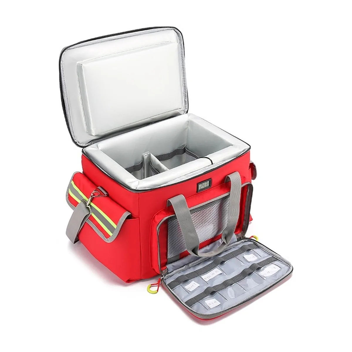 06612 Oxford Portable First Aid Bag in Red, construction and compartment detail 4
