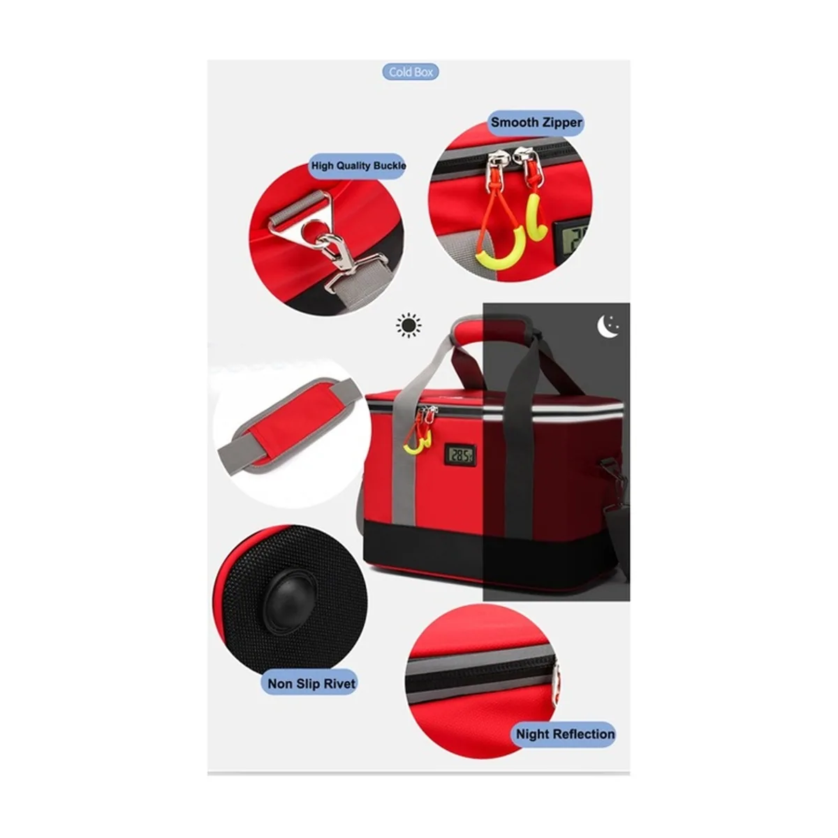 06613 Oxford Portable First Aid Bag in Red, construction and compartment detail 6
