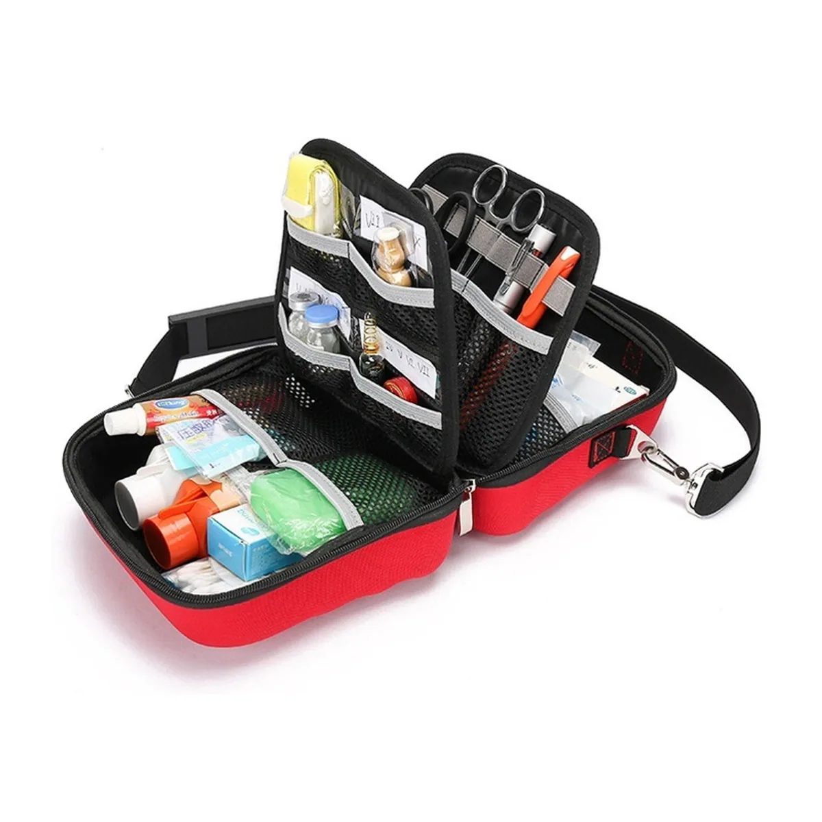 06614 1000D Emergency Waist Bag in Red, construction and compartment detail 4