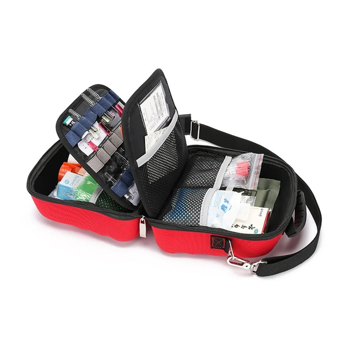 06614 1000D Emergency Waist Bag in Red, construction and compartment detail 5
