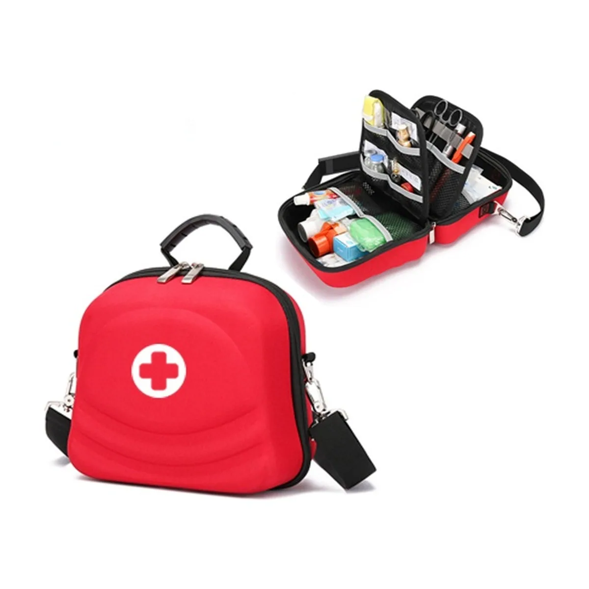 06614 1000D Emergency Waist Bag in Red, construction and compartment detail 6