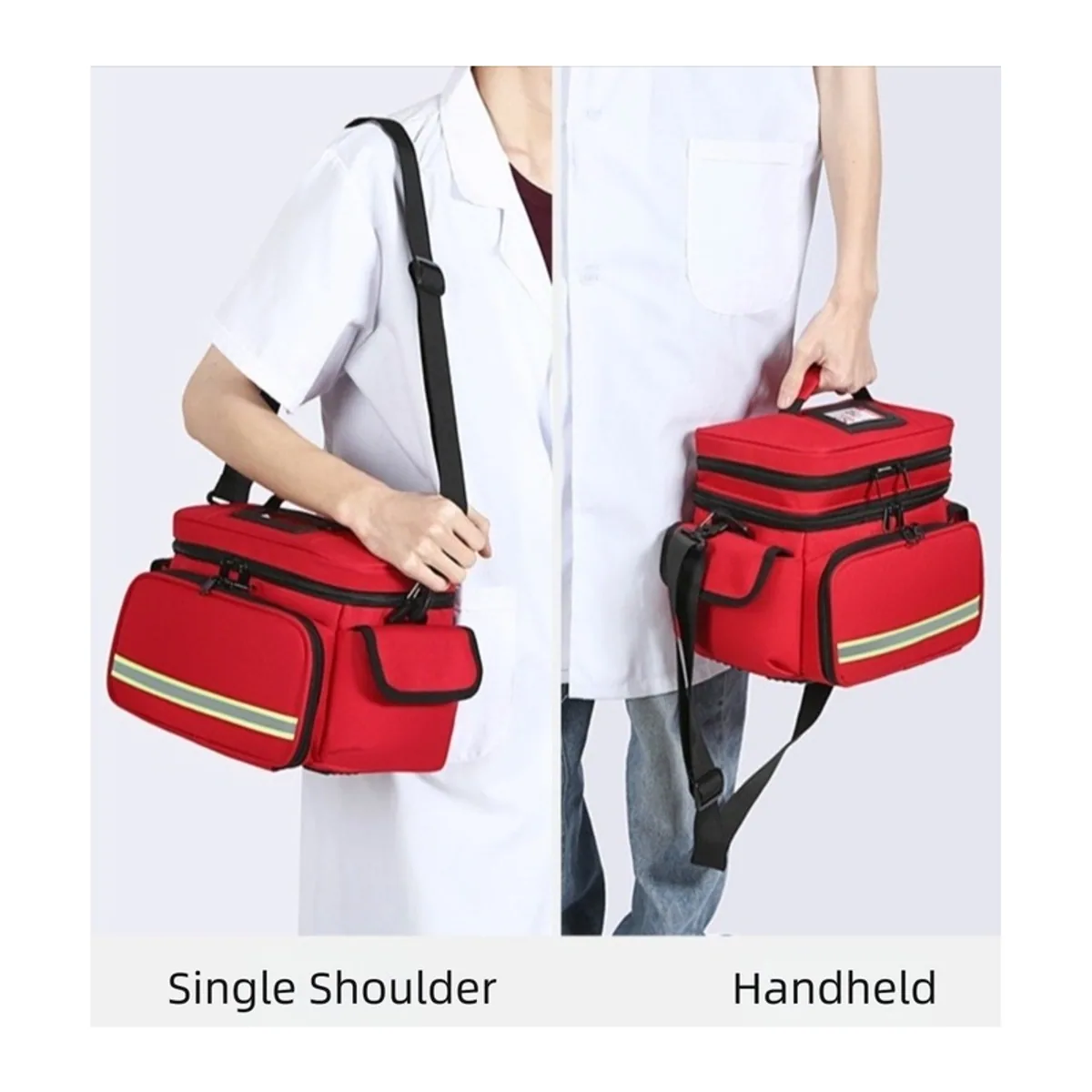 06616 1200D Emergency Waist Bag in Red, construction and compartment detail 4