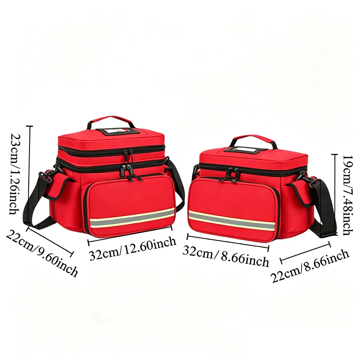 06616 1200D Emergency Waist Bag in Red, construction and compartment detail 5