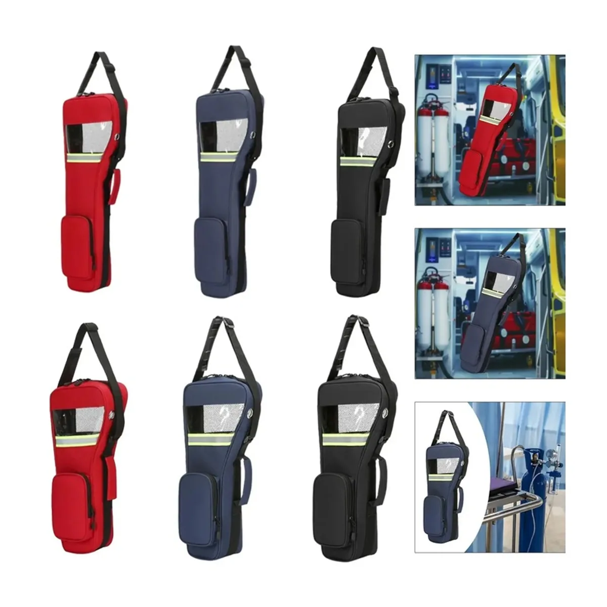 06617 1200D Oxygen Tank Shoulder Bag in Red, construction and compartment detail 2