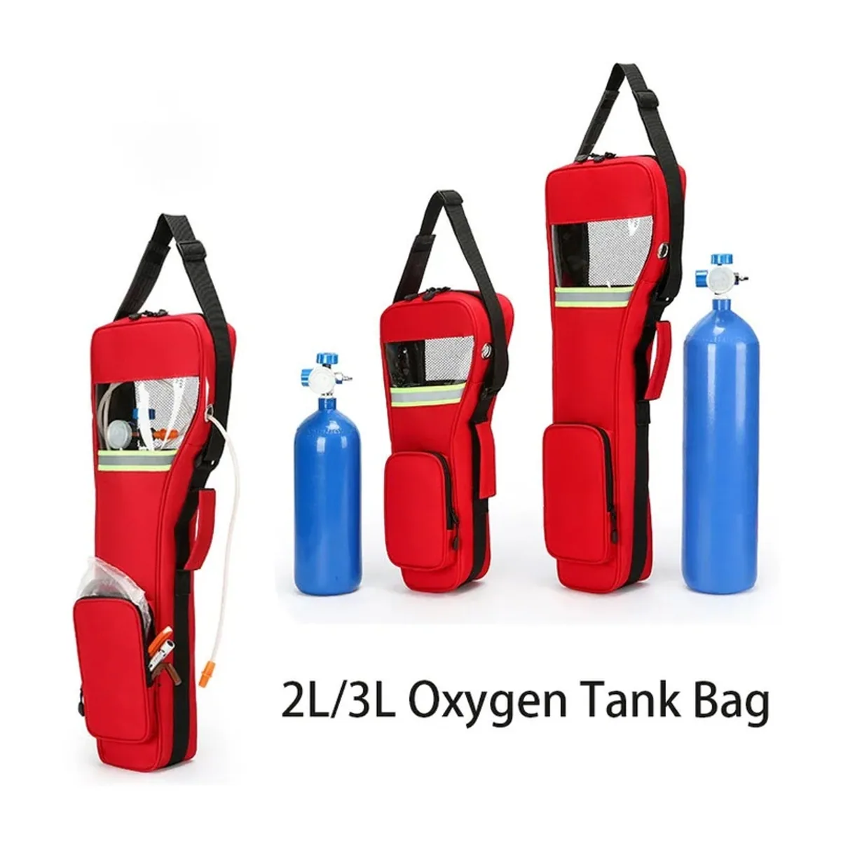 06617 1200D Oxygen Tank Shoulder Bag in Red, construction and compartment detail 3