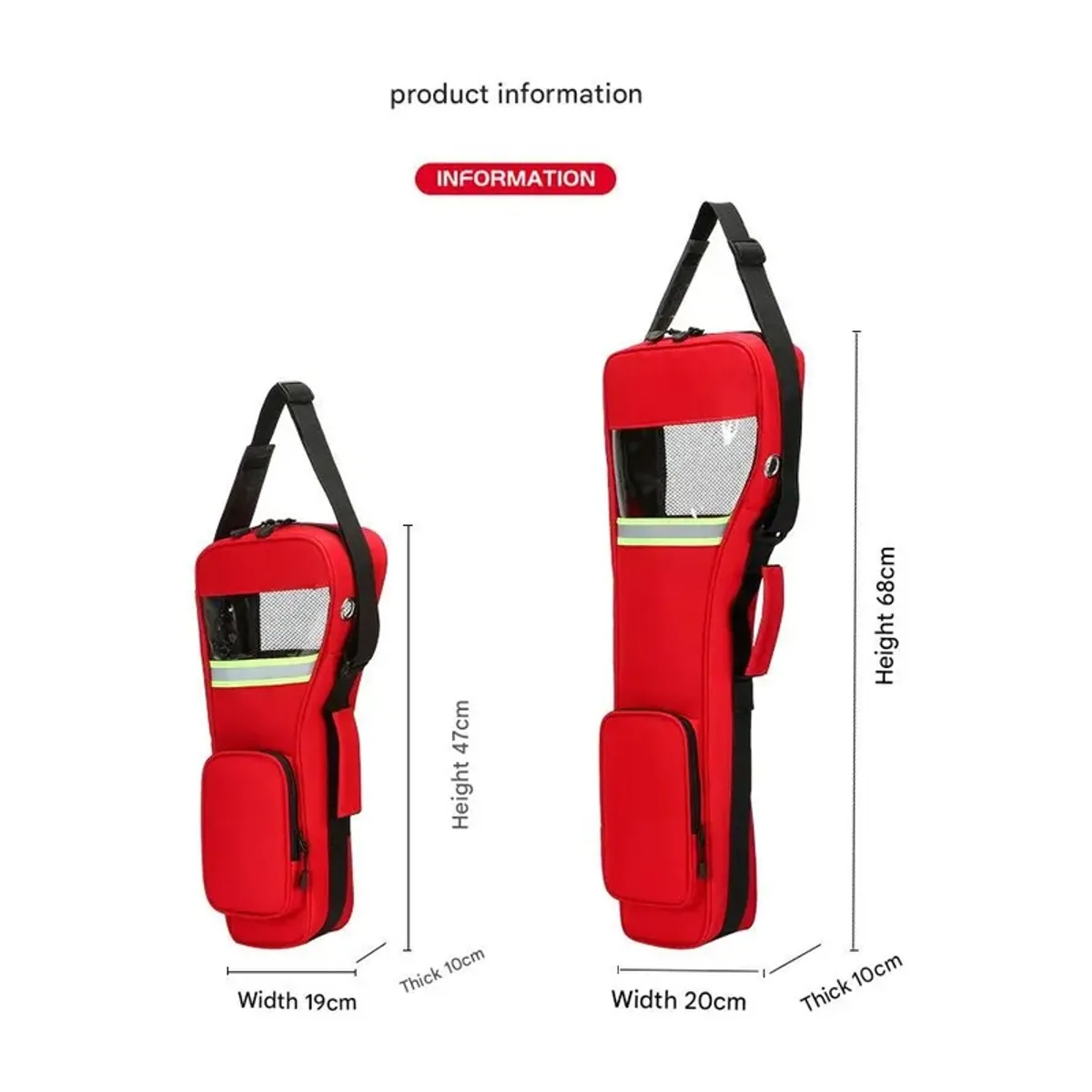 06617 1200D Oxygen Tank Shoulder Bag in Red, construction and compartment detail 5