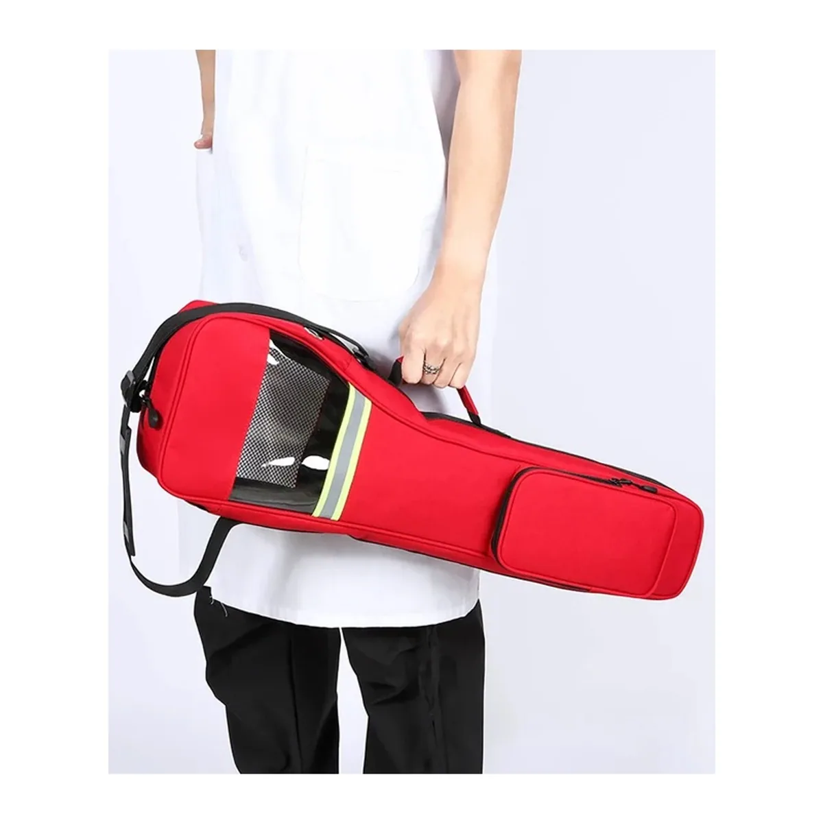 06617 1200D Oxygen Tank Shoulder Bag in Red, construction and compartment detail 6