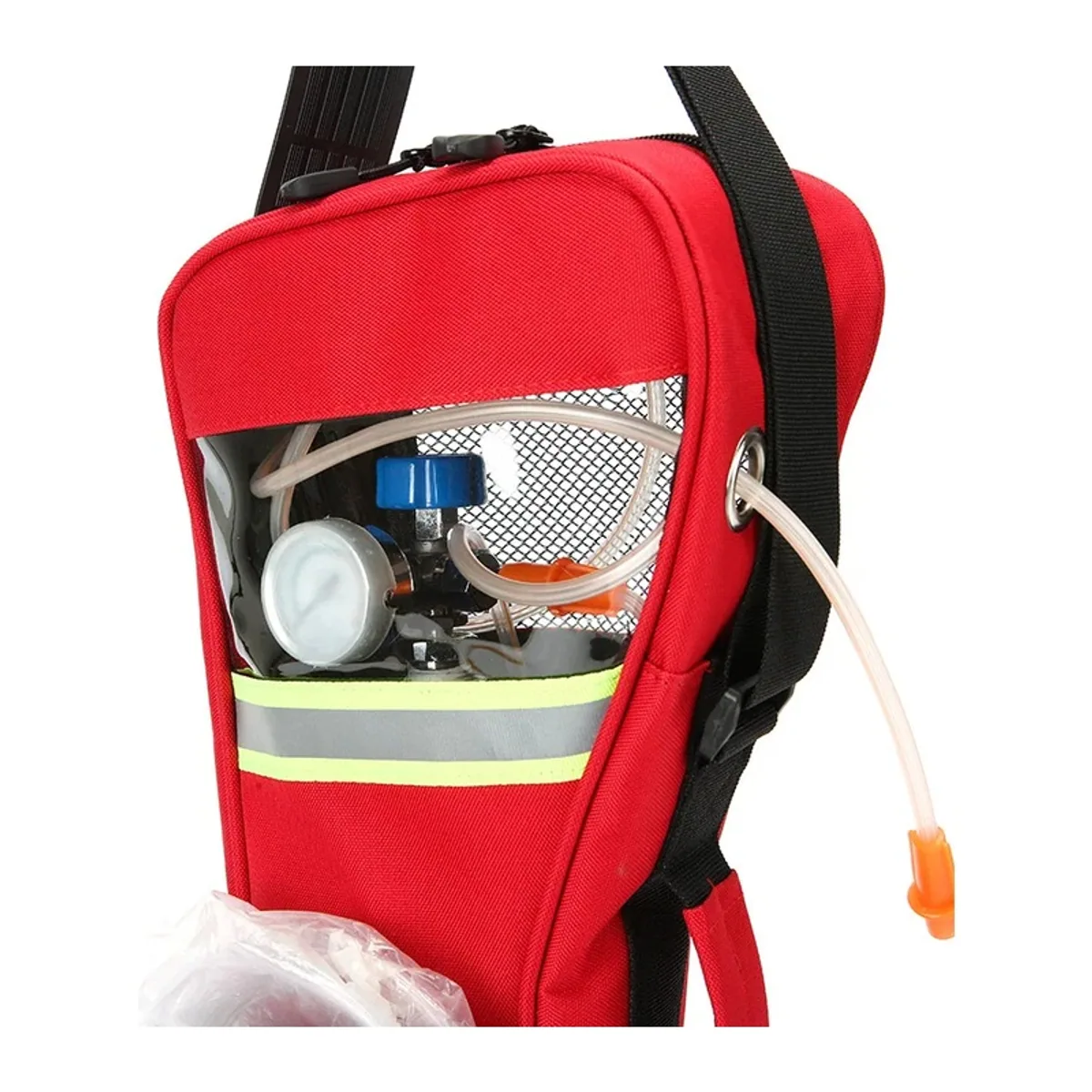 06617 1200D Oxygen Tank Shoulder Bag in Red, construction and compartment detail 7