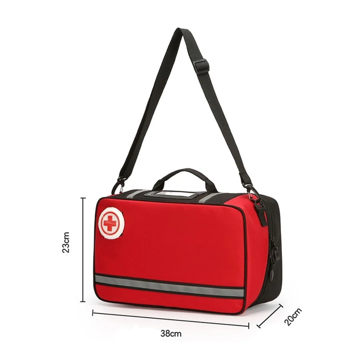 06618 1200D Portable First Aid Bag in Red, construction and compartment detail 2