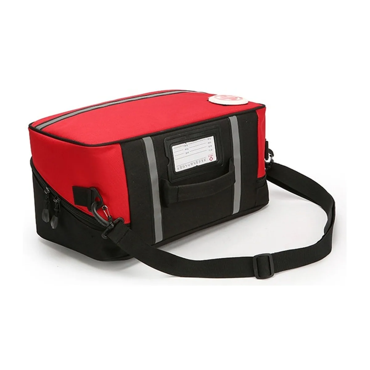 06618 1200D Portable First Aid Bag in Red, construction and compartment detail 4