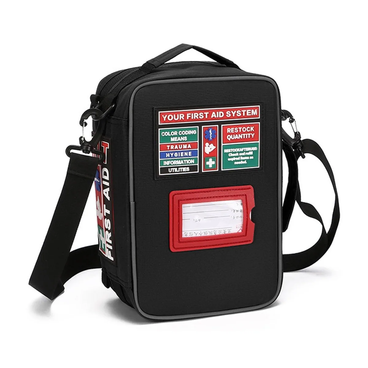 06619 1000D Portable First Aid Bag in Red, construction and compartment detail 5