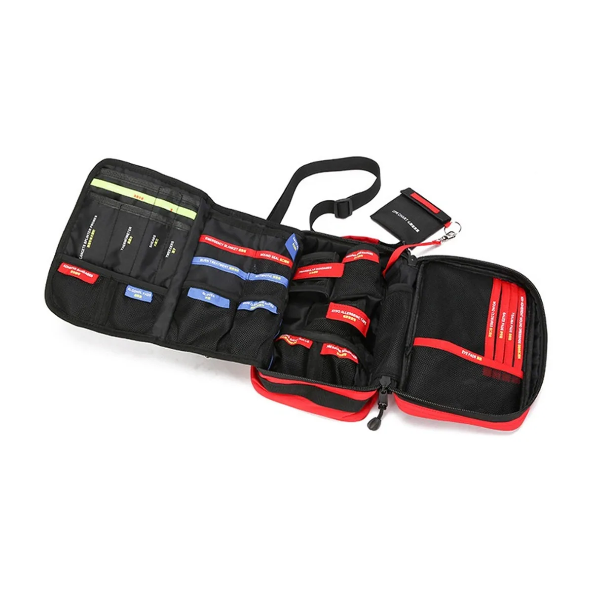 06619 1000D Portable First Aid Bag in Red, construction and compartment detail 7