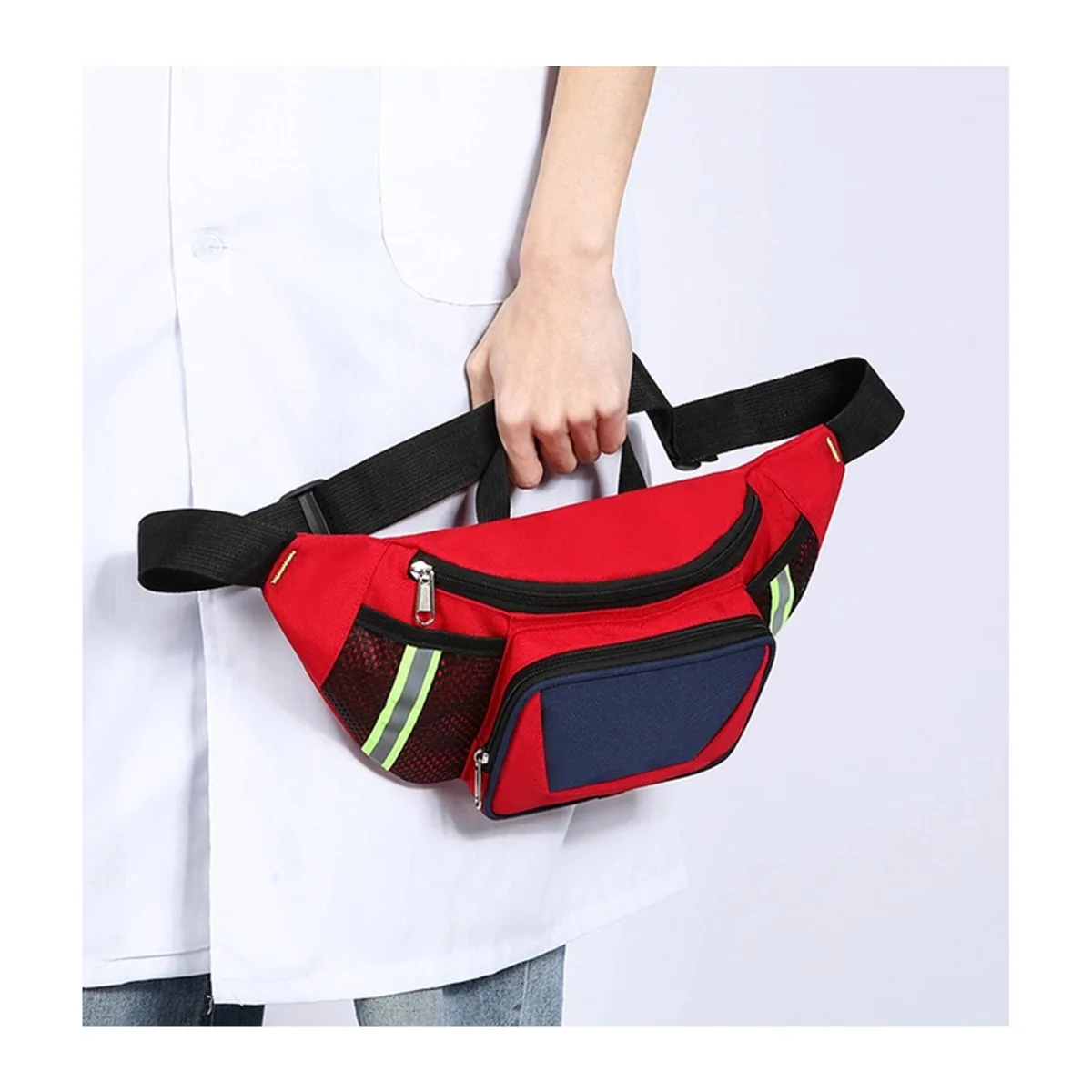06620 1200D Emergency Waist Bag in Red, construction and compartment detail 2