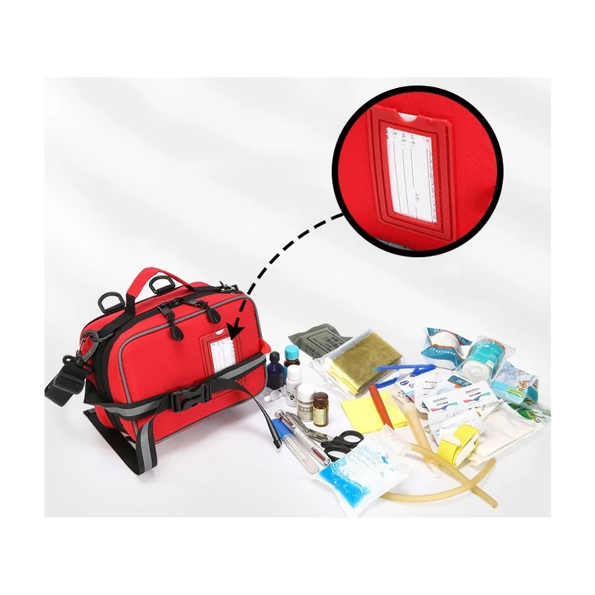 06622 1000D Emergency Waist Bag in Red, construction and compartment detail 6