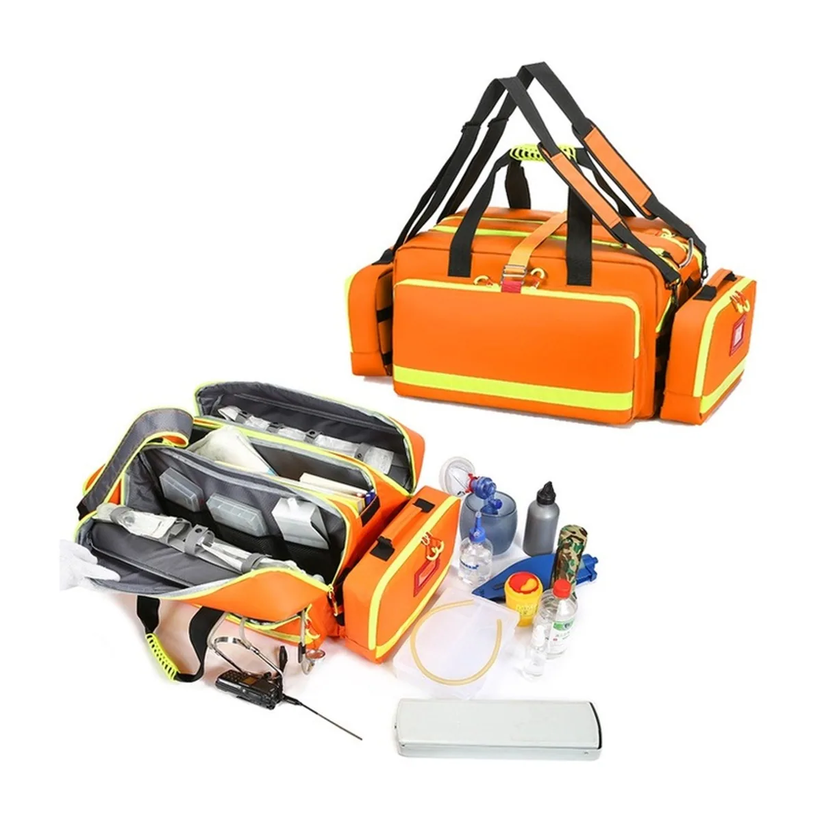 06624 1200D Portable First Aid Bag in Red, construction and compartment detail 5