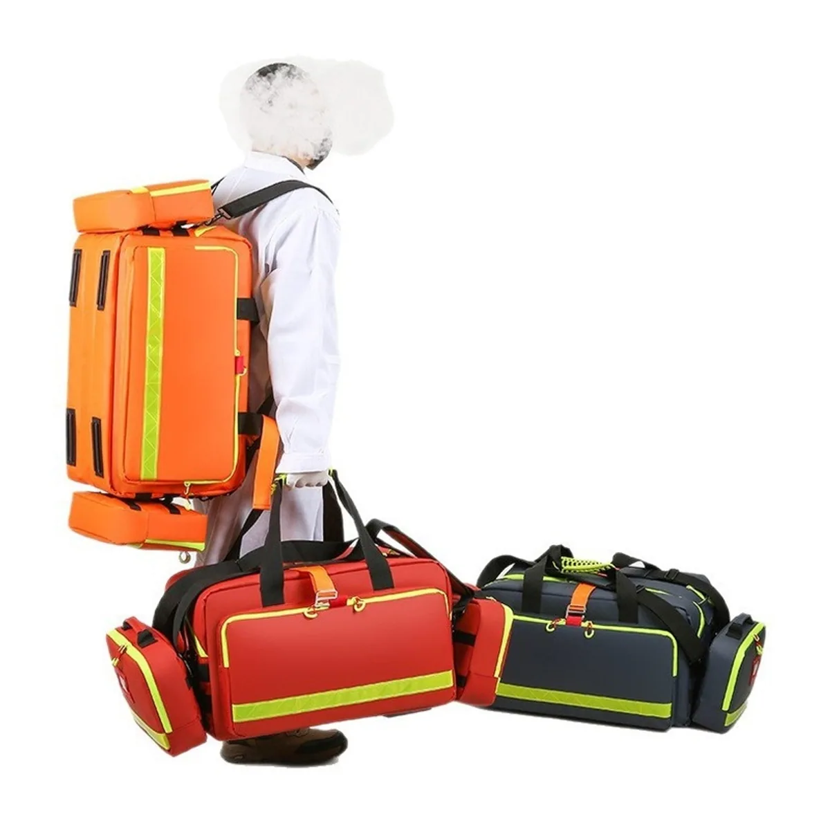 06624 1200D Portable First Aid Bag in Red, construction and compartment detail 6