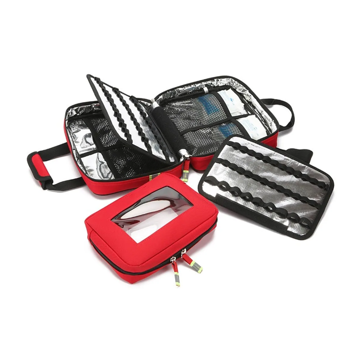 06625 Oxford Portable First Aid Bag in Red, construction and compartment detail 1