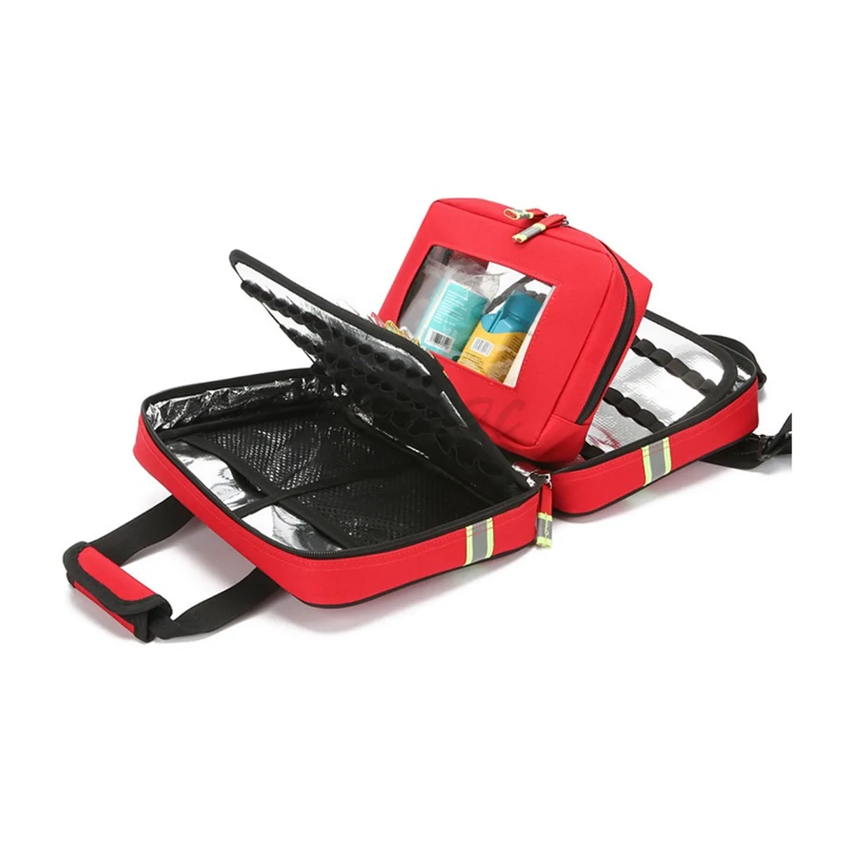 06625 Oxford Portable First Aid Bag in Red, construction and compartment detail 2