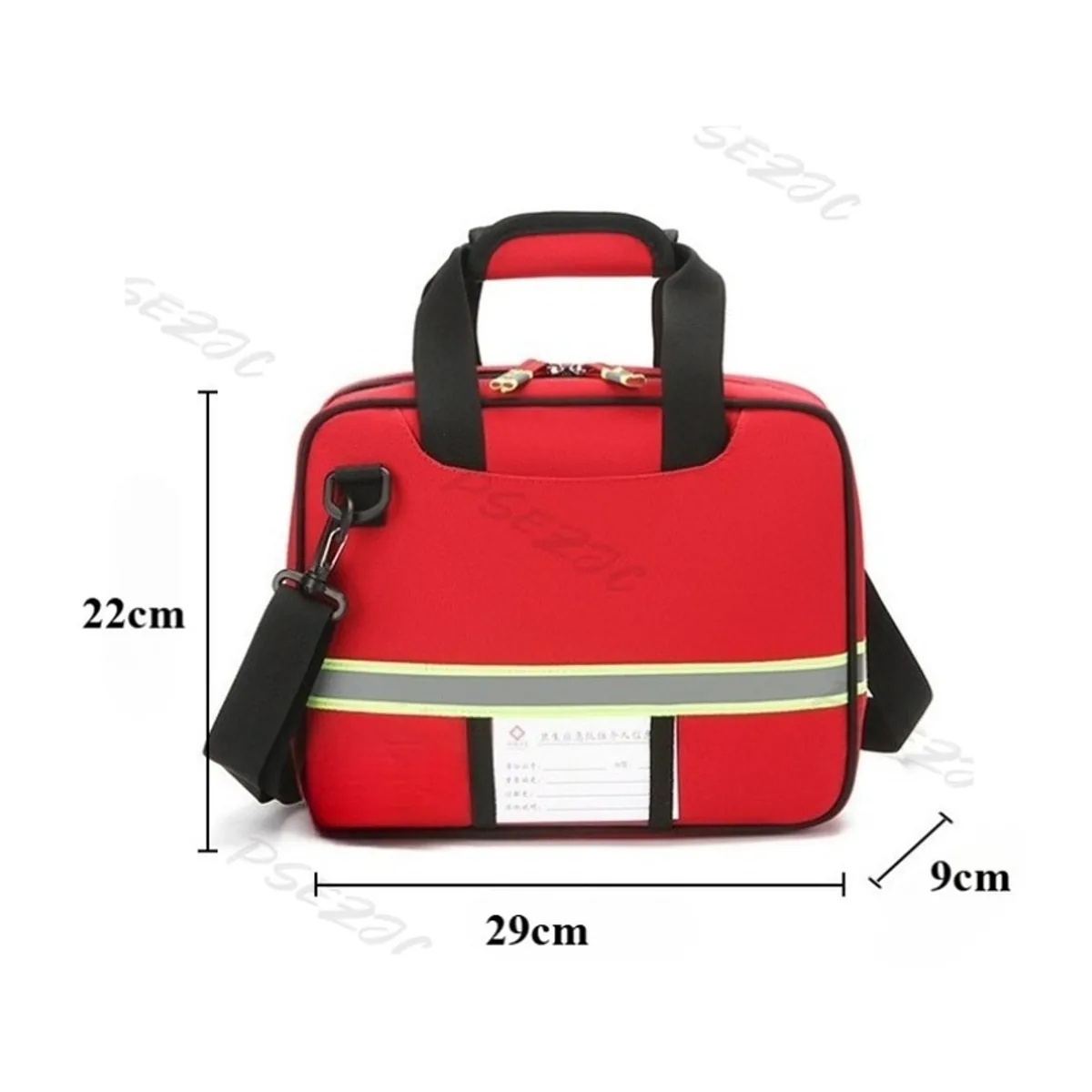 06625 Oxford Portable First Aid Bag in Red, construction and compartment detail 6