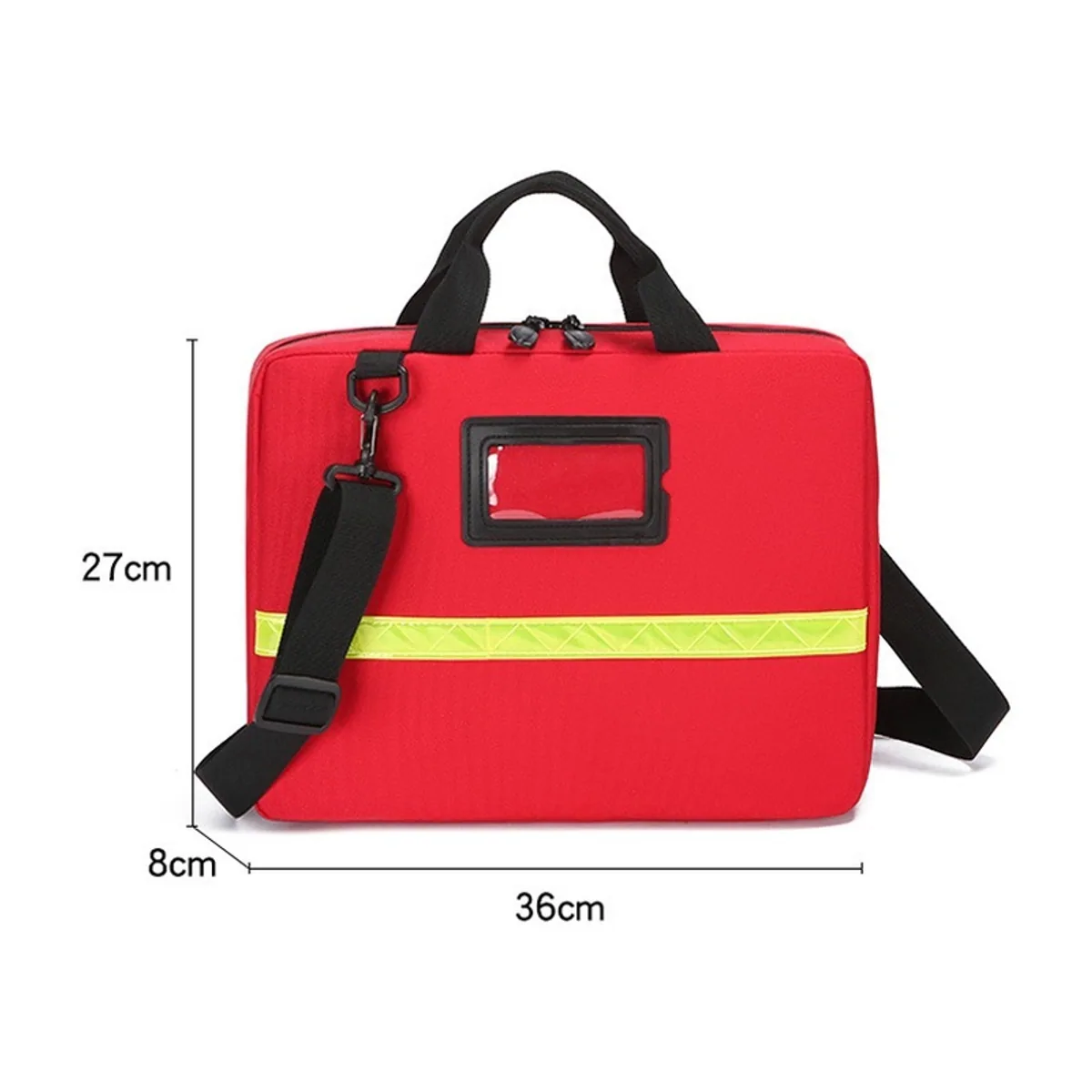 06628 1200D Portable First Aid Bag in Red, construction and compartment detail 1