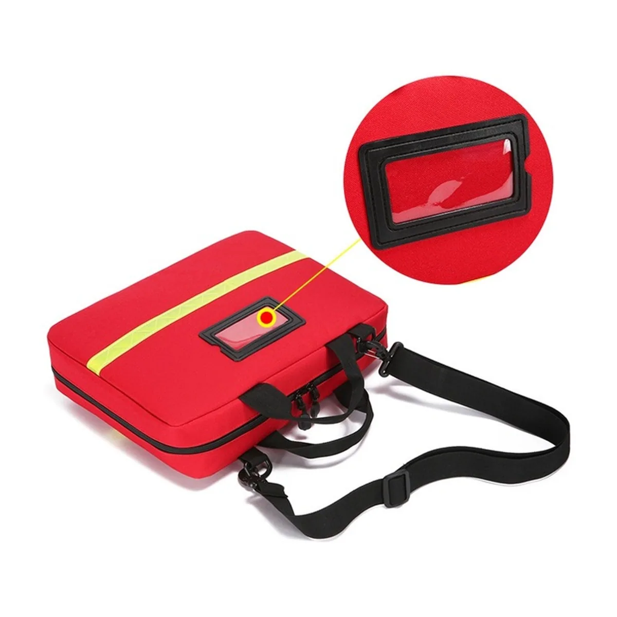 06628 1200D Portable First Aid Bag in Red, construction and compartment detail 2