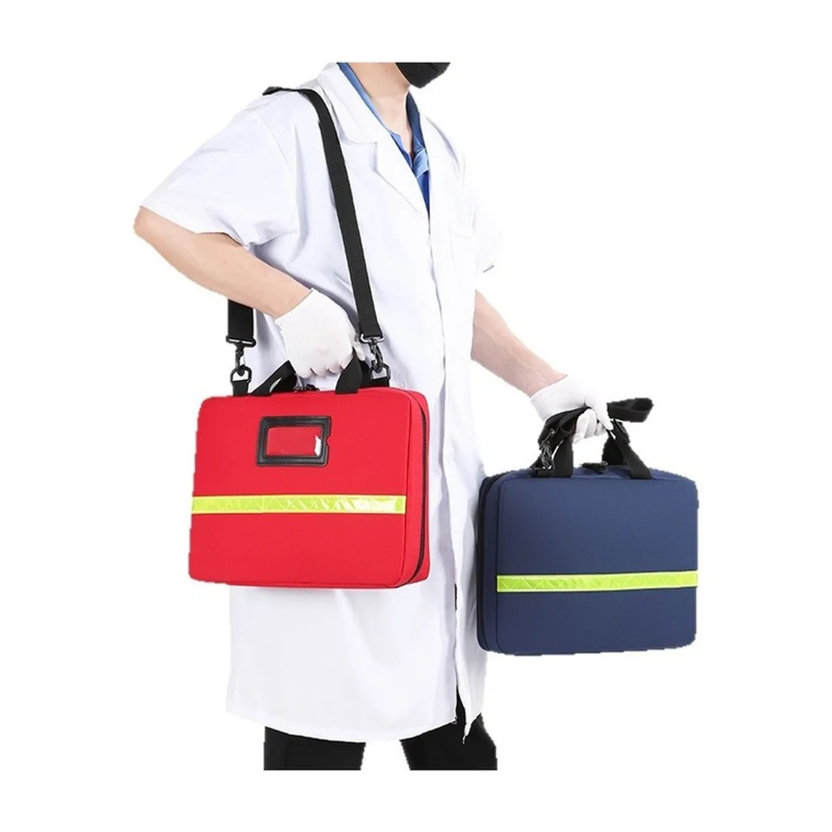 06628 1200D Portable First Aid Bag in Red, construction and compartment detail 7
