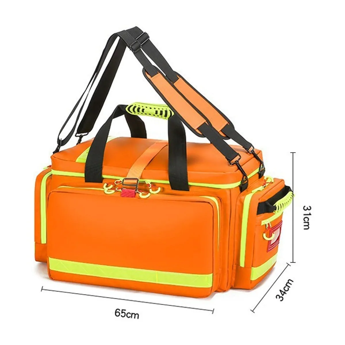 06629 1200D Portable First Aid Bag in Red, construction and compartment detail 7