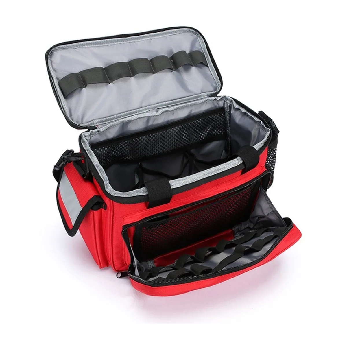 06630 600D Waterproof PVC Rescue Bag in Red, construction and compartment detail 1