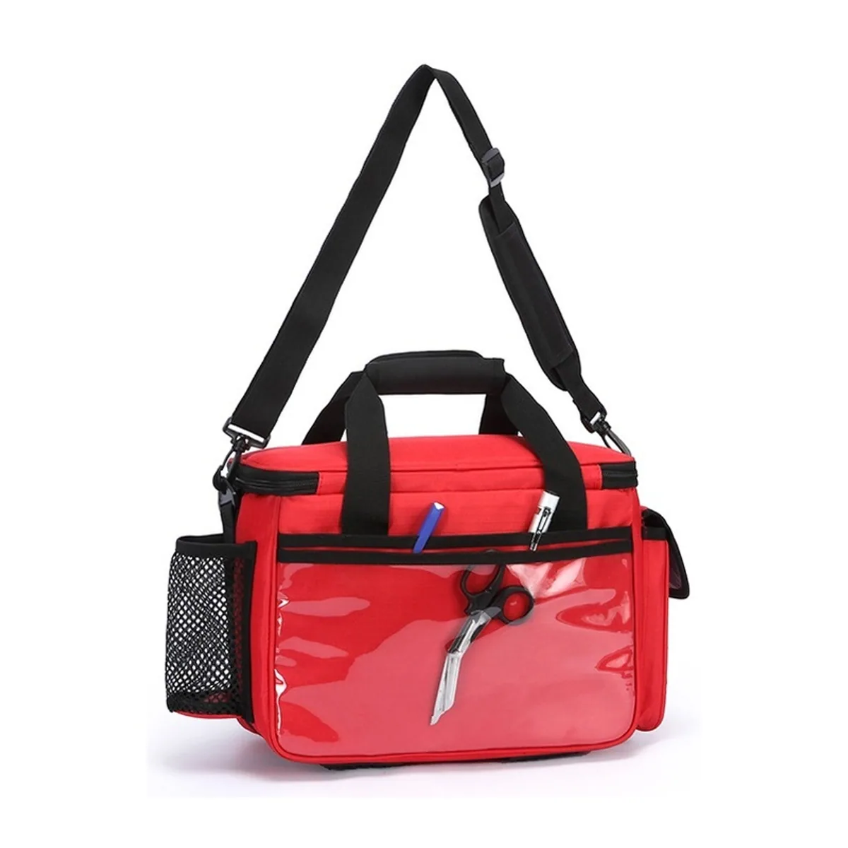 06630 600D Waterproof PVC Rescue Bag in Red, construction and compartment detail 3