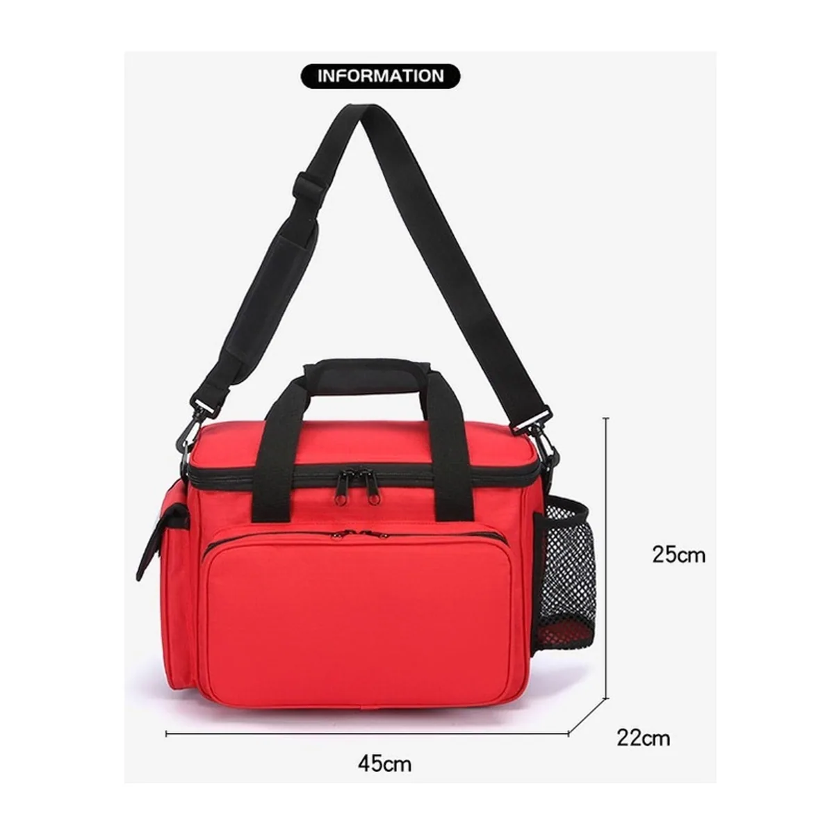 06630 600D Waterproof PVC Rescue Bag in Red, construction and compartment detail 5