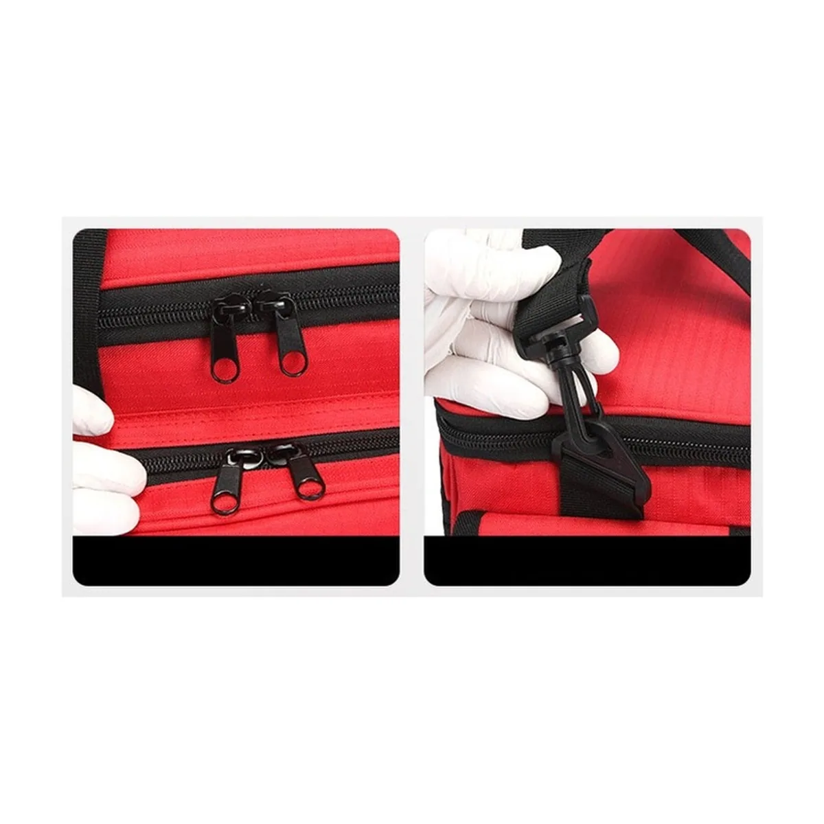 06630 600D Waterproof PVC Rescue Bag in Red, construction and compartment detail 6