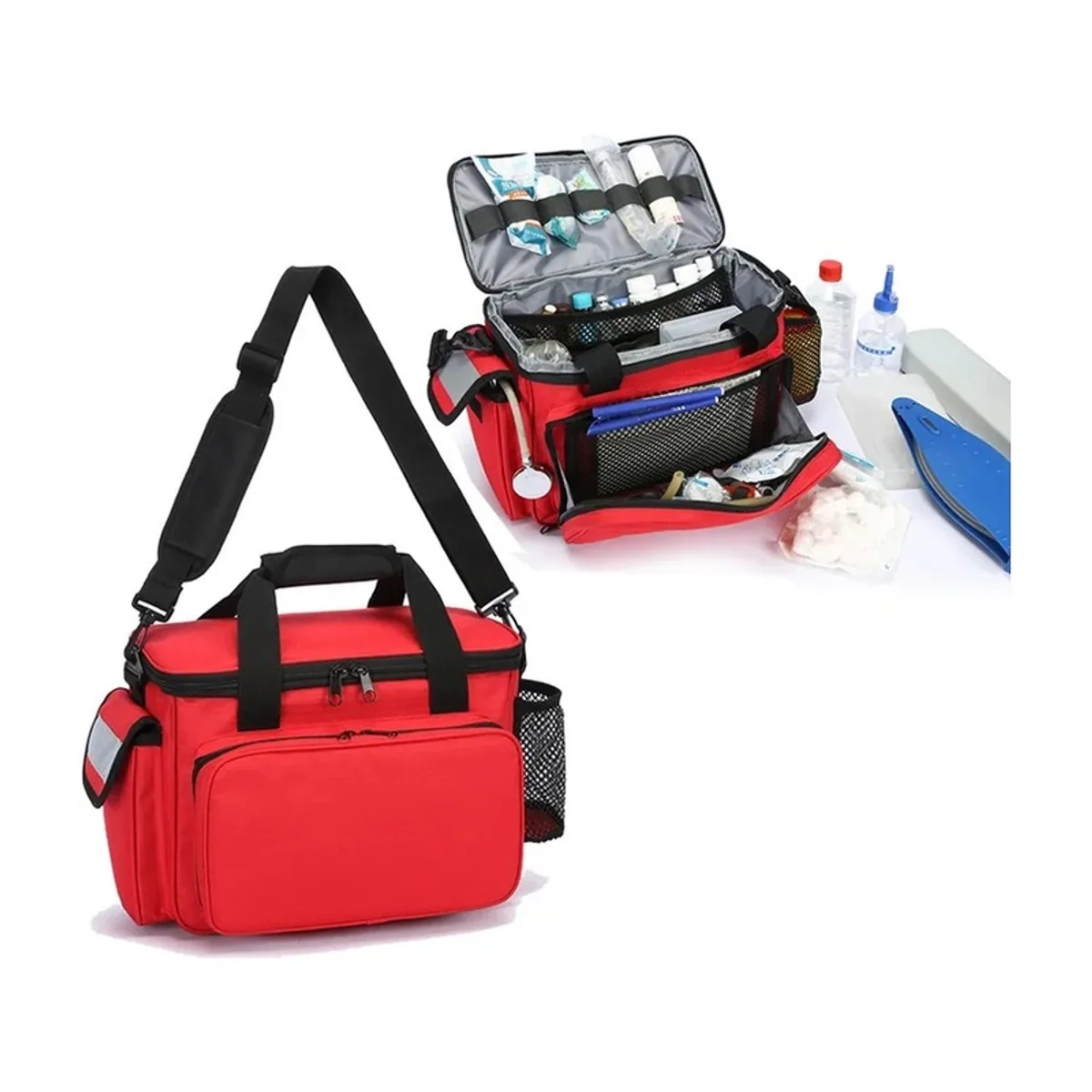 06630 600D Waterproof PVC Rescue Bag in Red, construction and compartment detail 7