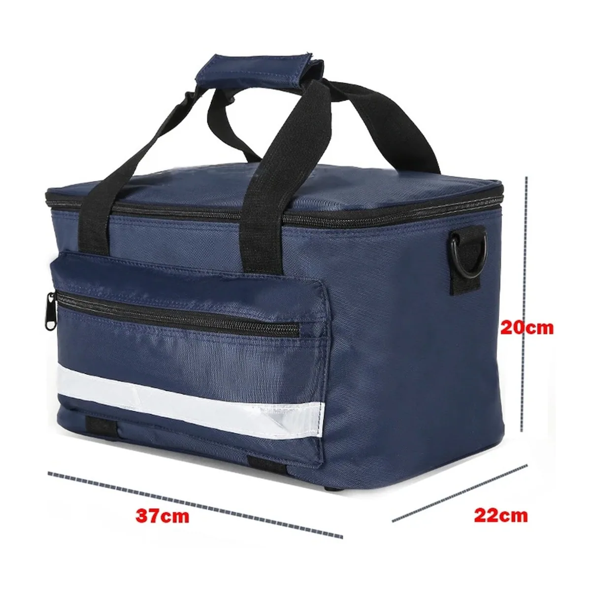 08801 Nylon Portable First Aid Bag in Red, construction and compartment detail 1